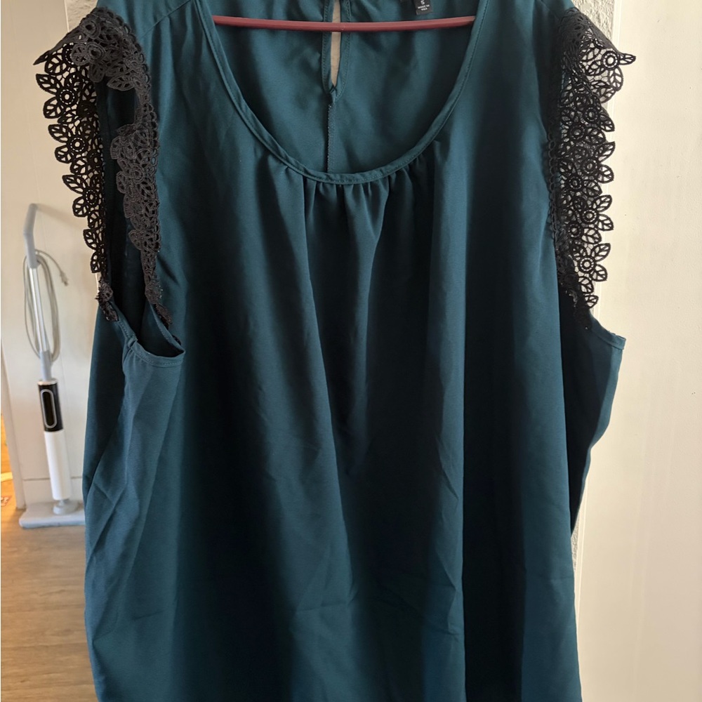 Torrid Teal Lace-Trim Sleeveless Camisole 5x